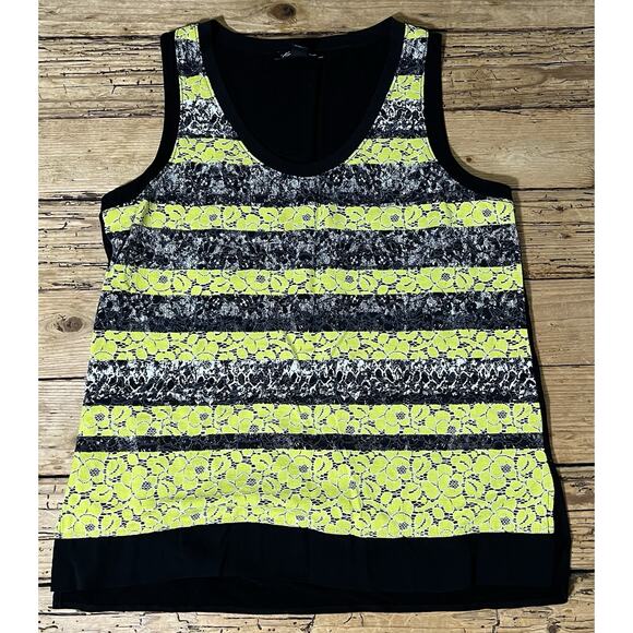 Kenneth Cole Women's Size M Black and Green Striped Tank - NWOT - Picture 1 of 5